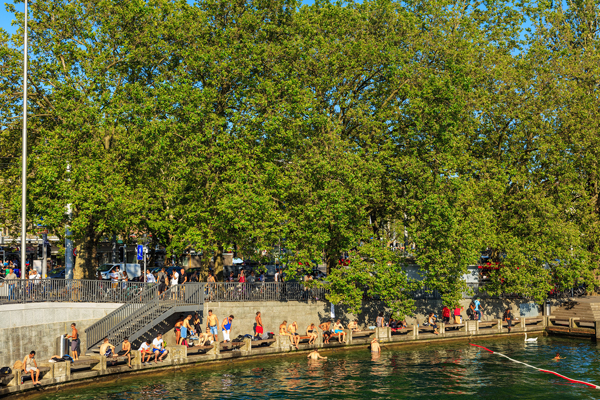 Swimming on Lake Zurich in Switzerland